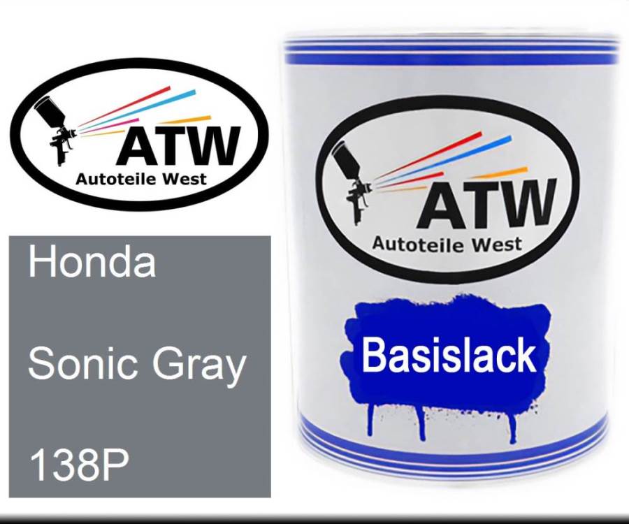 Honda, Sonic Gray, 138P: 1L Lackdose, von ATW Autoteile West.